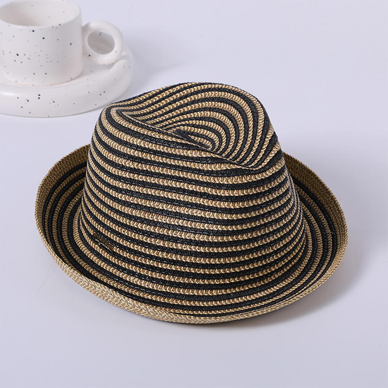 Colored monofilament debate handmade grass woven ladies European and American style striped ribbon hat
