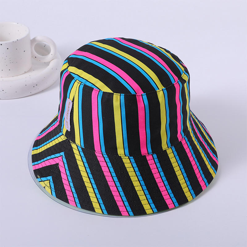 Colorful striped cloth hat spring and summer new leisure play beach hat female Korean version of the fisherman hat outdoor sunshade hat