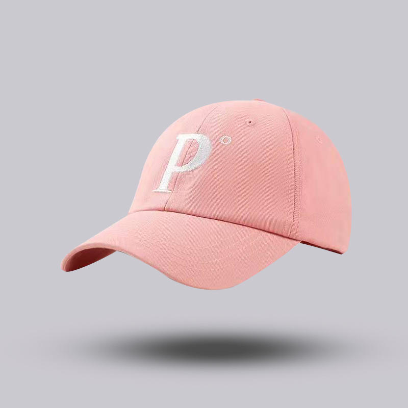 Pink hat men and women couple Korean version peaked cap P pattern spring and summer baseball cap