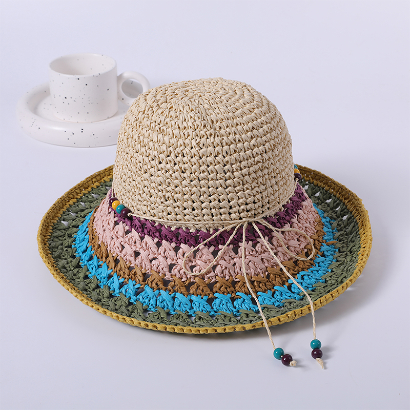 Color straw hat spring and summer new leisure play beach hat woven female European and American style sun hat outdoor sunshade sun hat