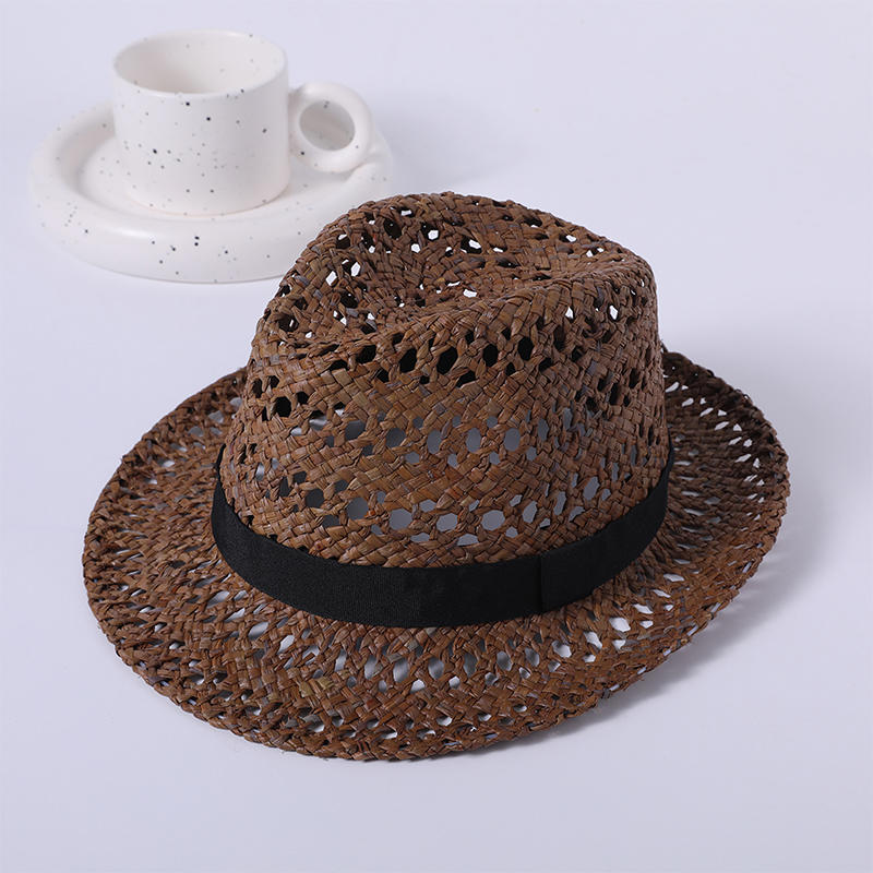 Straw hat spring and summer new style cross eye raffia hand-woven men's and women's European and American style top hat