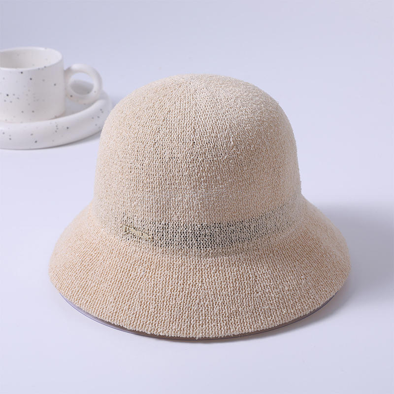 Knitted hat spring and summer new leisure play beach hat knitted female Korean version of the fisherman hat outdoor sunshade sunscreen hat
