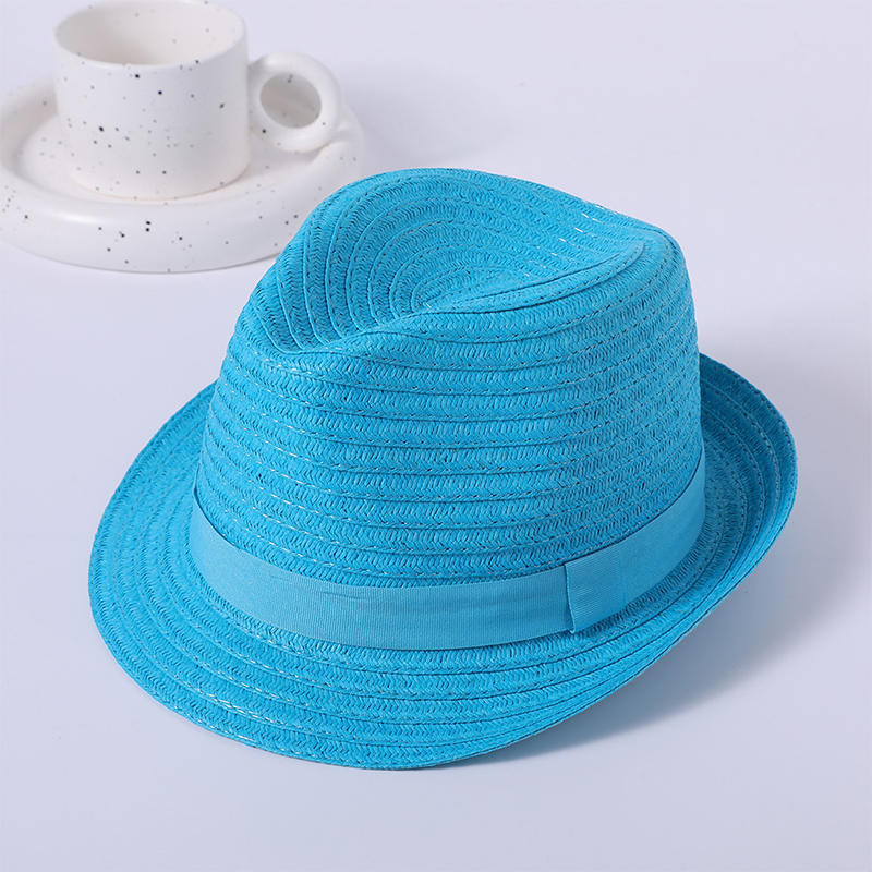 Monofilament grass weave ladies European and American style striped ribbon hat