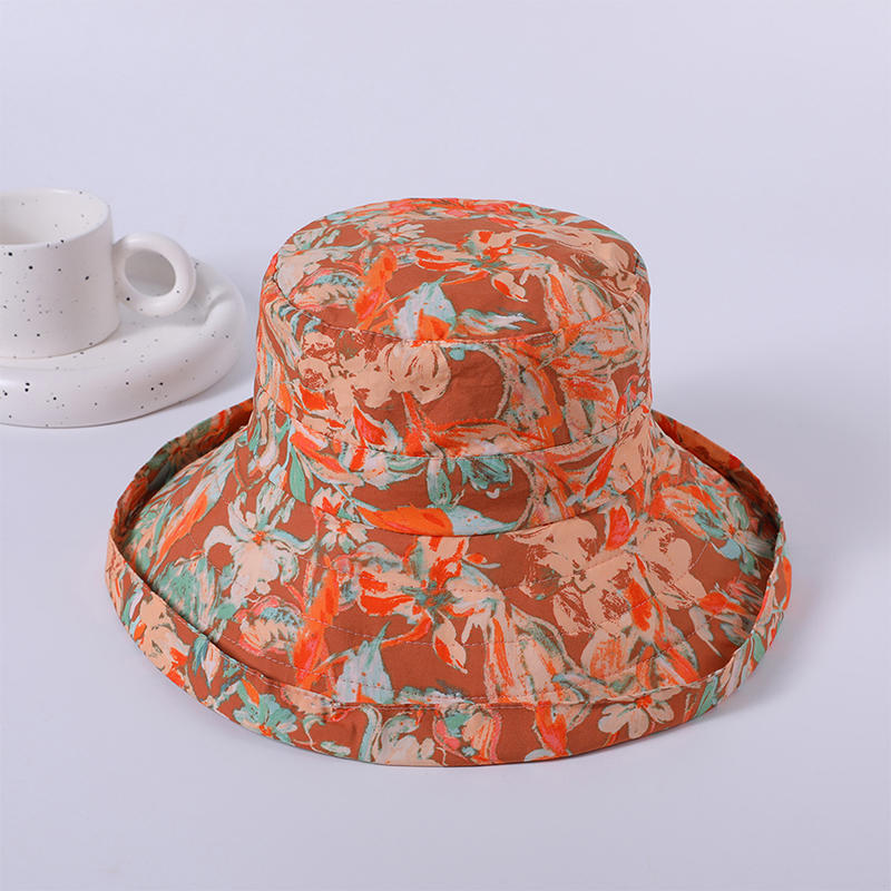 Flower cloth hat spring and summer new leisure play beach hat female Korean version of the fisherman hat outdoor sunshade sunscreen hat