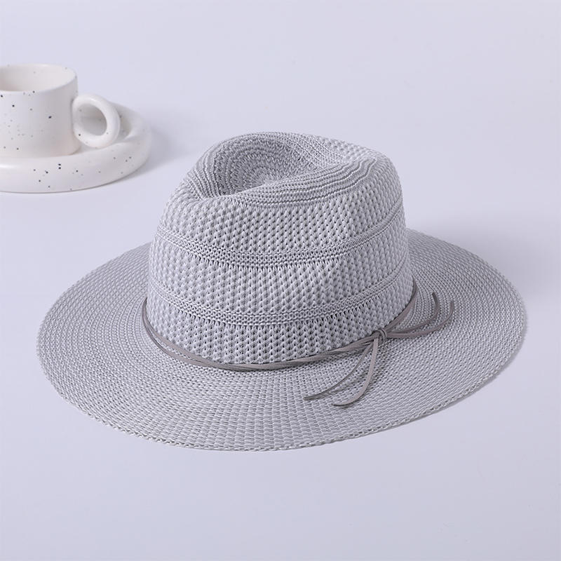 Polyester jacquard spring and summer new leisure play beach hat woven women's European and American style top hat outdoor sunshade sunscreen hat