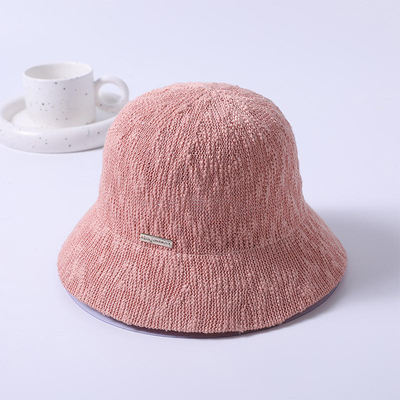 Pink knitted hat spring and summer new casual female Korean fisherman hat outdoor sunshade sunscreen hat