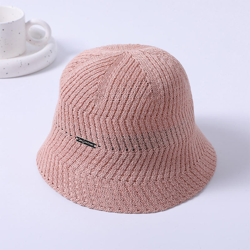 Pink spring and summer new leisure play beach hat woven female Japanese fisherman hat outdoor sunshade sunscreen hat