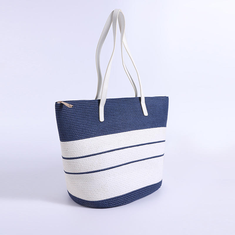 Paper woven stripe striped color TOTE bag