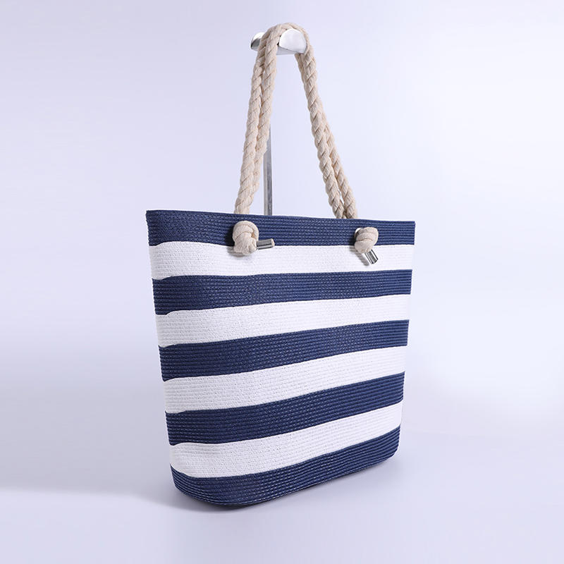 Hemp rope with paper stripes striped color TOTE bag