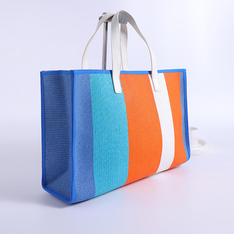 Paper woven striped color large-capacity TOTE bag