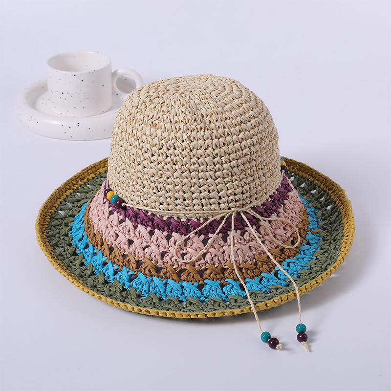Color straw hat spring and summer new leisure play beach hat woven female European and American style sun hat outdoor sunshade sun hat