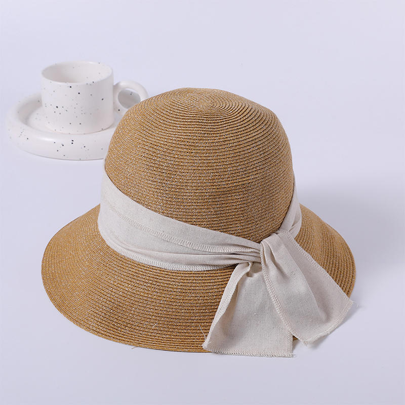 Straw hat spring and summer new leisure play beach hat woven female Japanese fisherman hat outdoor sunshade sunscreen hat