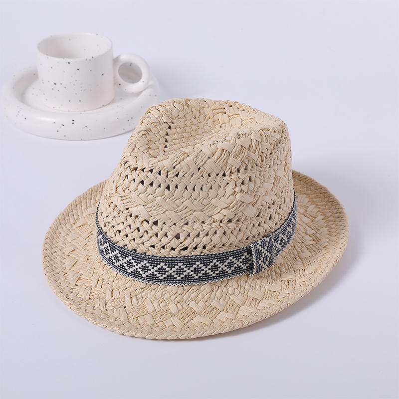 National wind ribbon hand-woven women's European and American style hollow hat