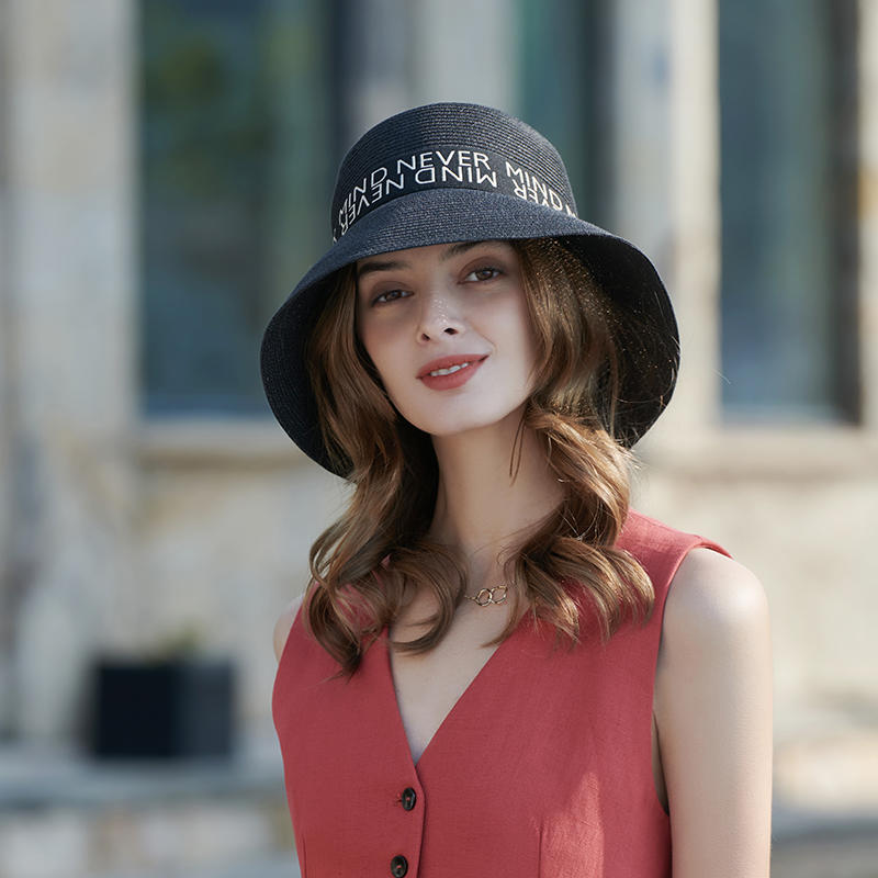 Japanese spring and summer new casual fashion jacquard ribbon sun protection hat