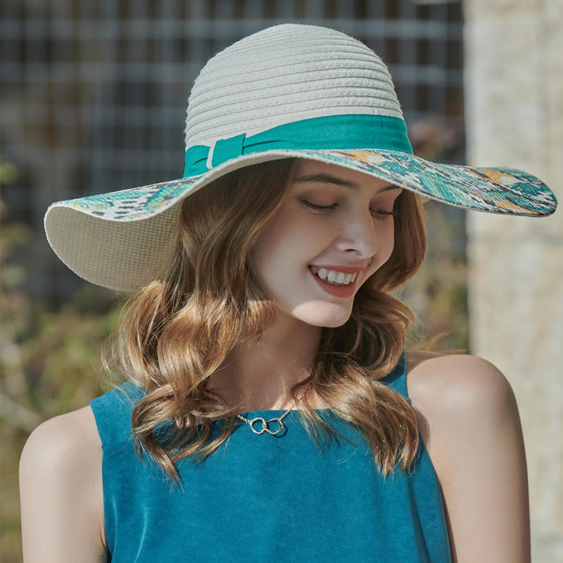 Color big brim hat straw hat spring and summer new leisure play beach hat woven women's sun hat outdoor sunshade sun hat