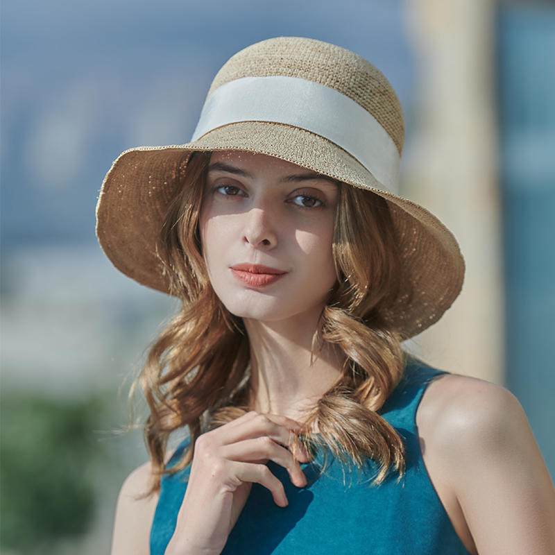 Straw hat spring and summer new leisure play beach hat woven female Japanese fisherman hat outdoor sunshade sunscreen hat