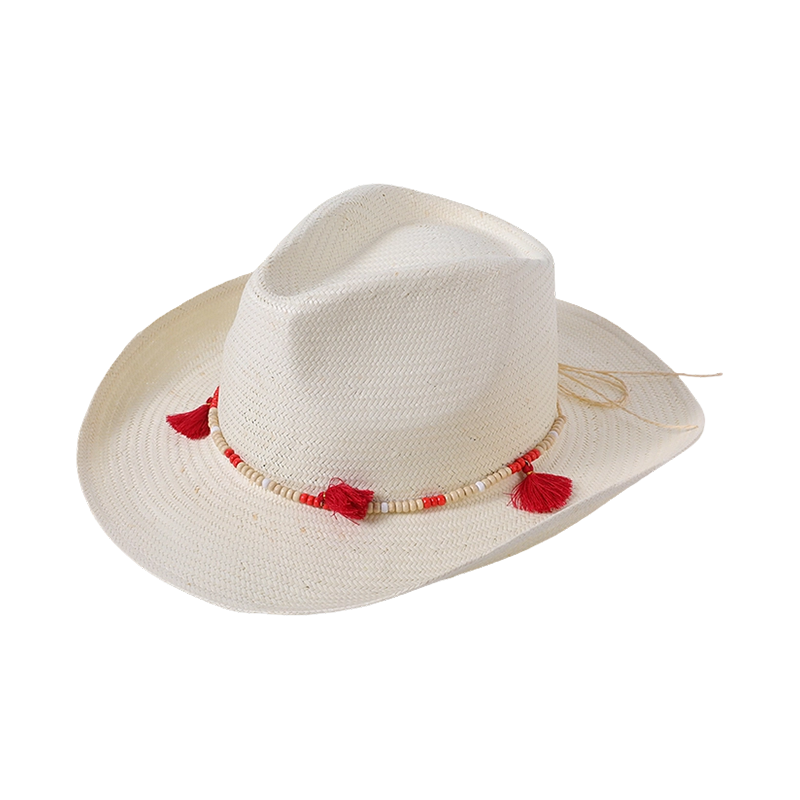 Straw hat spring and summer new leisure play beach hat woven female European and American style white cowboy hat outdoor sunshade sunscreen hat