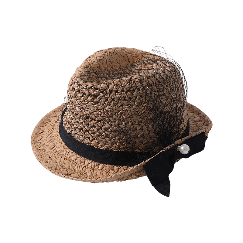 Lace pearl straw hat spring and summer new leisure play beach hat woven women's European and American style sun hat outdoor sunshade sun hat