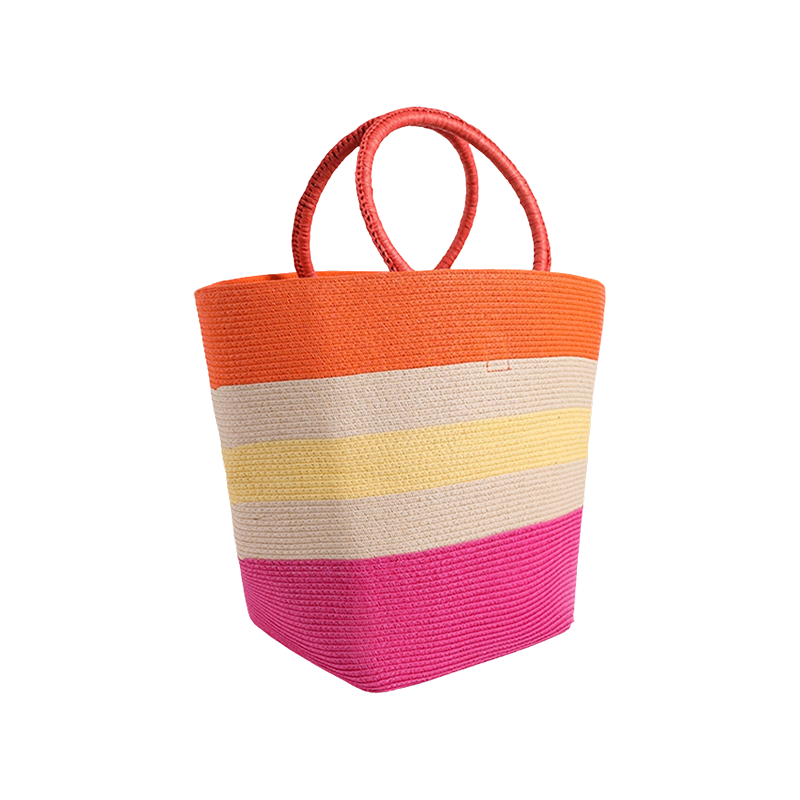 Paper woven color striped color TOTE bag