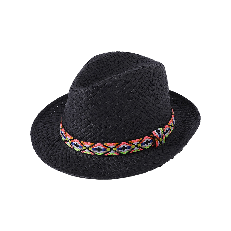 Ethnic wind ribbon handmade lala grass woven ladies European and American style Loukong small hat