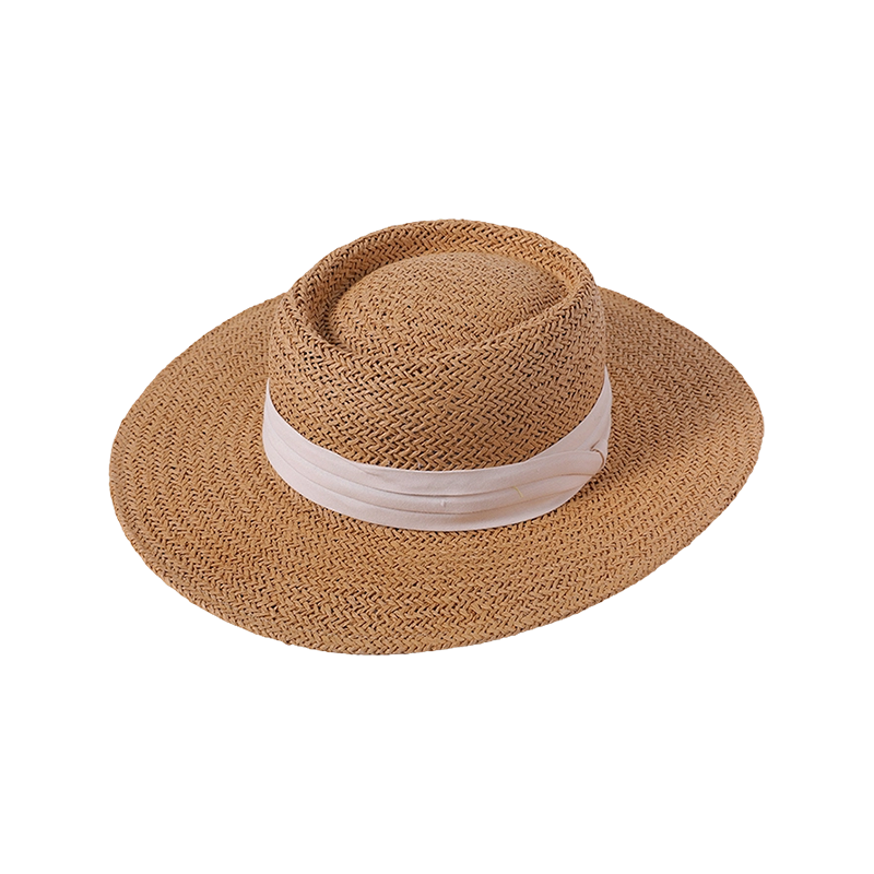 White decorative straw hat spring and summer beach hat woven women's European and American style top hat outdoor sunshade sunscreen hat