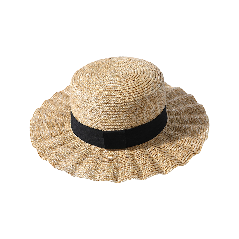 Ruffled straw hat spring and summer new leisure play beach hat woven female Korean version of the sun hat outdoor sunshade sun hat
