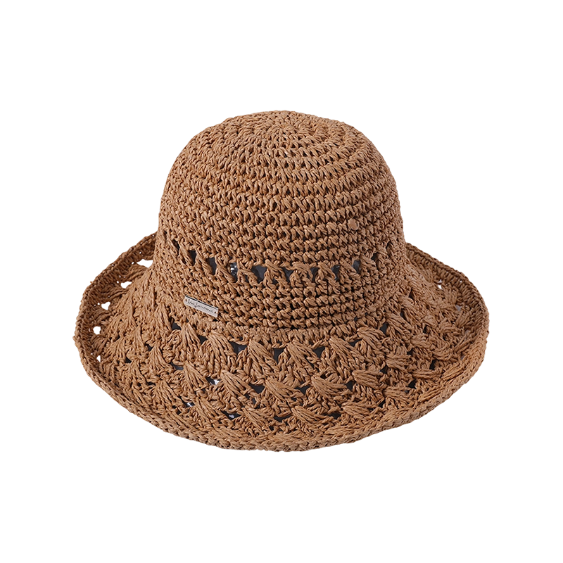 Brown straw hat spring and summer beach hat woven female Korean fisherman hat outdoor sunshade sunscreen hat