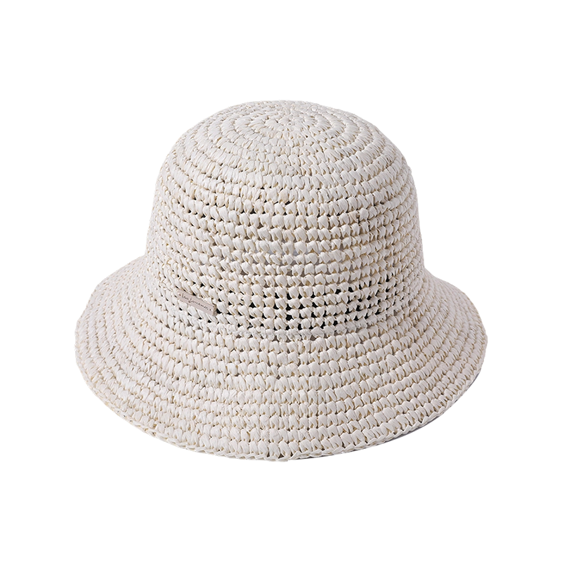 White straw hat spring and summer new leisure play beach hat knitted female Korean version of the fisherman hat outdoor sunshade sunscreen hat