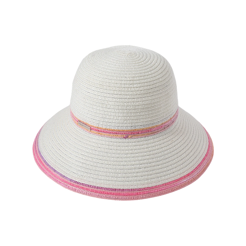 Pink outer wrapped straw hat European and American style fisherman hat outdoor sunshade sun protection hat