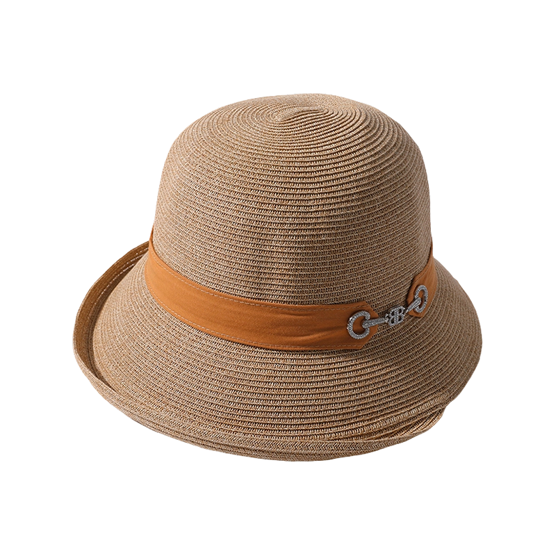 Orange ribbon decorative straw hat spring and summer new leisure play beach hat woven female Korean version of the sun hat outdoor sun protection hat