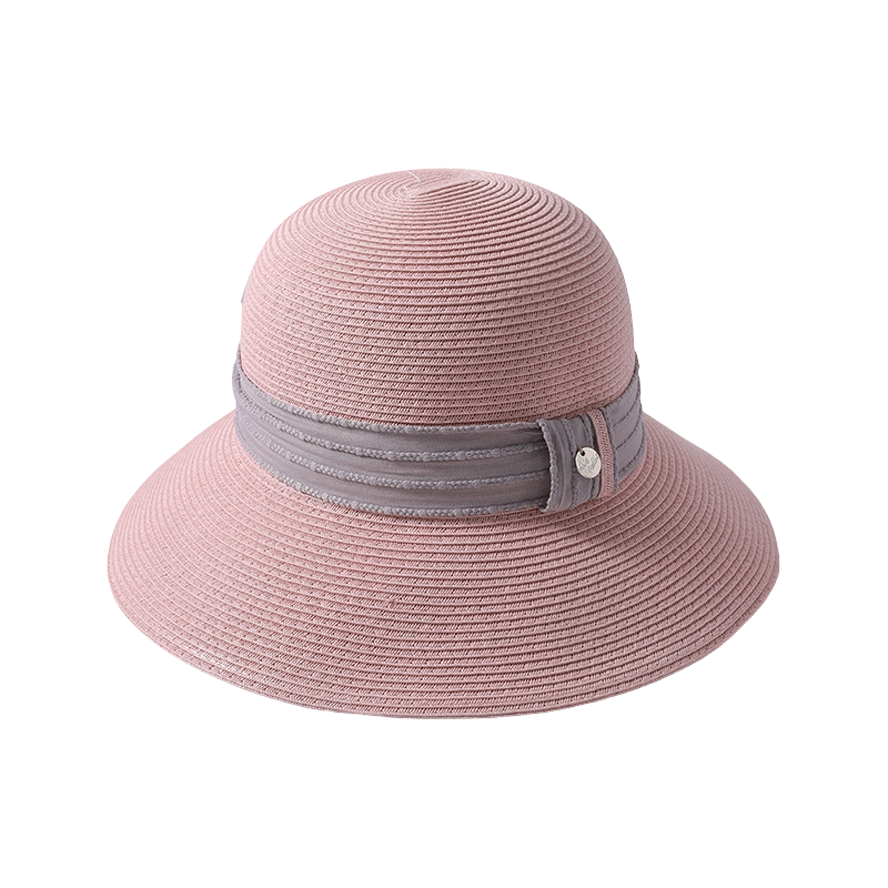 Pink straw hat spring and summer new leisure play beach hat woven female Japanese sun hat outdoor sunshade sun hat
