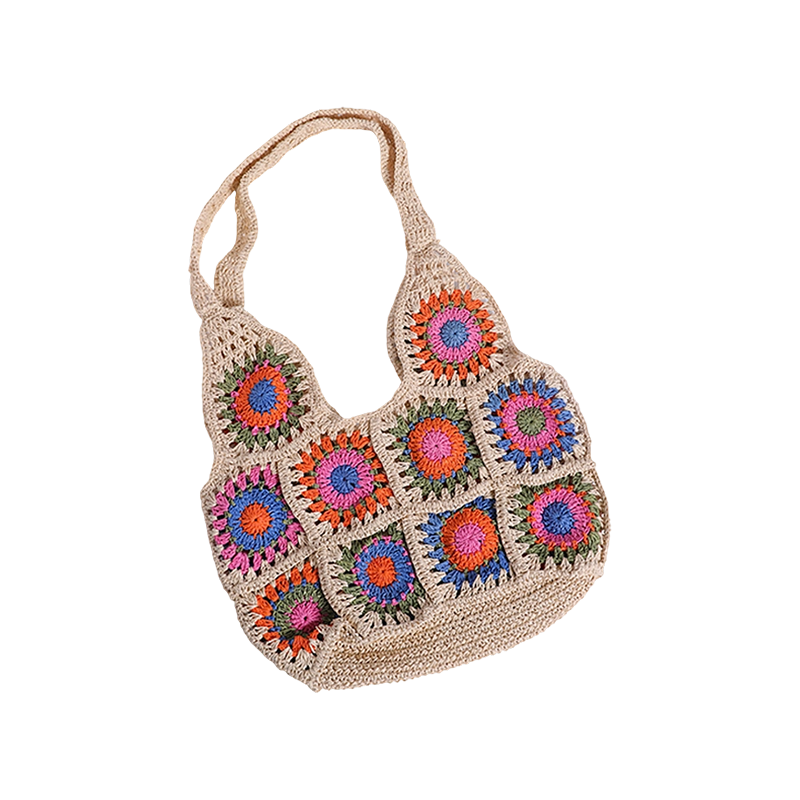 Rainbow Color Series Hand Crochet Papyrus Flower Handmade Papyrus Bag