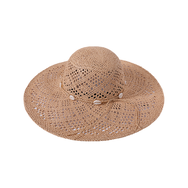 Straw hat spring and summer new leisure play beach hat woven shell decoration outdoor sunshade sun protection hat