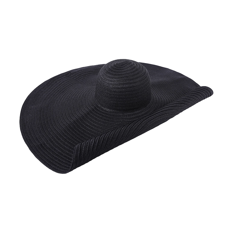 Black straw hat spring and summer new simple sun hat outdoor sunshade sun hat