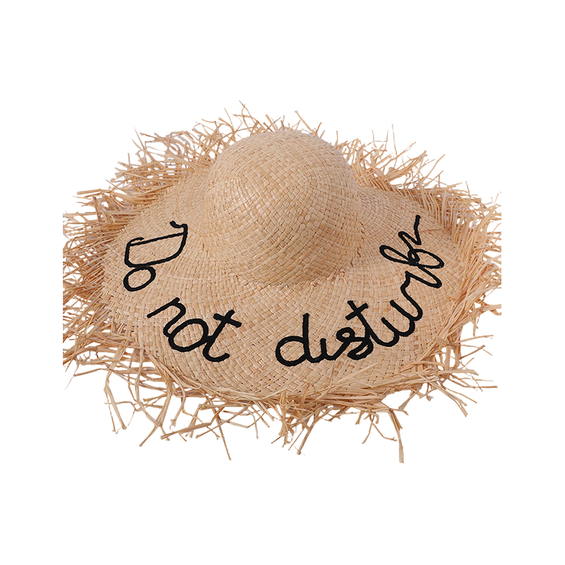 Raffia woven straw hat letter pattern women's European and American style sun hat outdoor sunshade sun hat