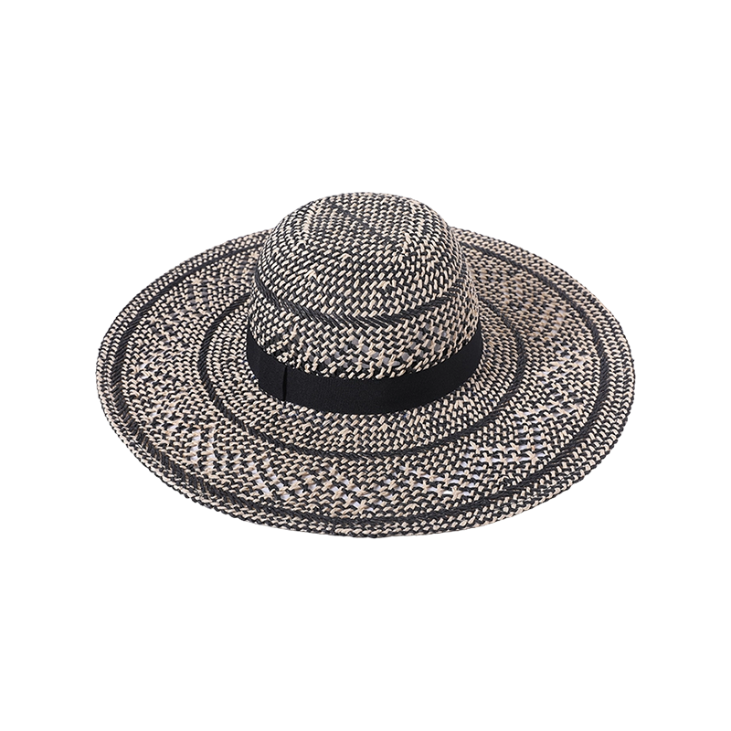 Black straw hat spring and summer new fashion woven women's European and American style sun hat outdoor sunshade sun hat