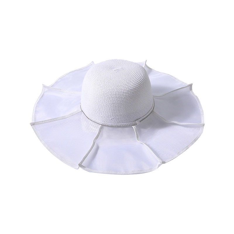 The brim of the hat is made of folded mesh cloth and paper, and the big brim hat of Xiaoxiangfeng