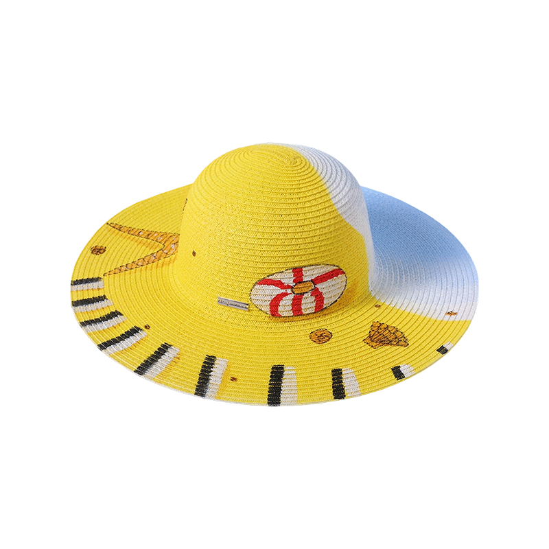 Hand-painted straw hat spring and summer new leisure play beach hat woven female European and American style sun hat outdoor sunshade sun hat