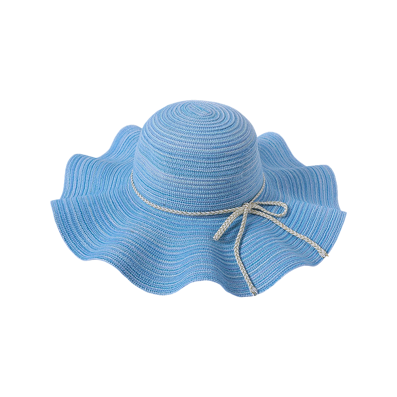 Multicolor Wavy Big Brim French Polyester Yarn Braided Hat