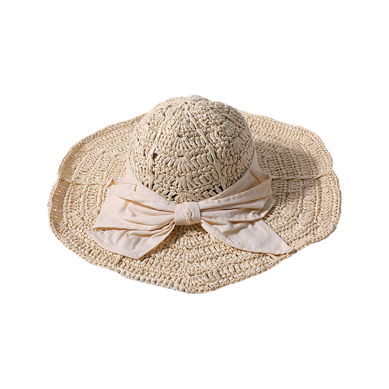 Big bow spring and summer new leisure travel shooting beach hat woven female Korean version of the sun hat outdoor sunshade sun hat
