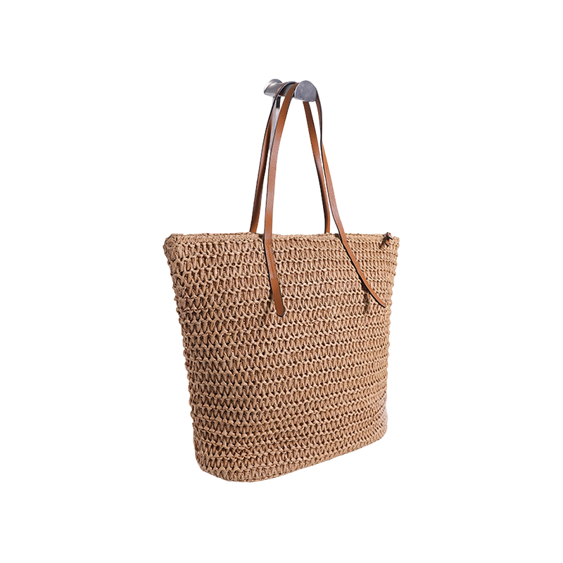 Khaki Hand Crochet Papyrus Flowers Handmade Papyrus Bag