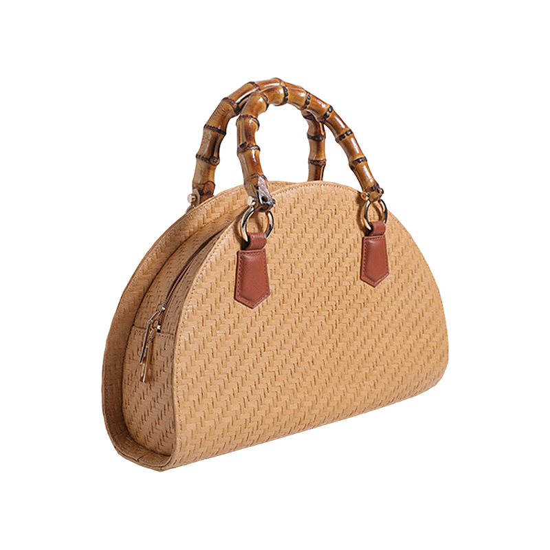 Herbal Salad Grass Tibuga Bamboo Handle Half Round Bag