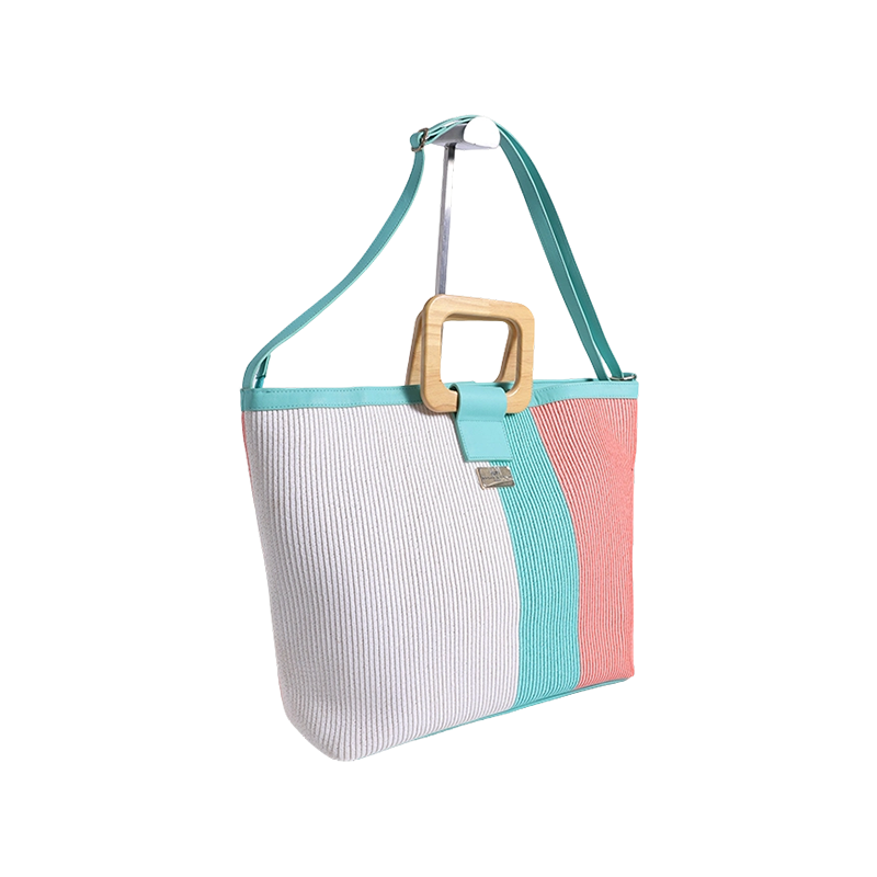 Paper woven three-color striped color TOTE bag