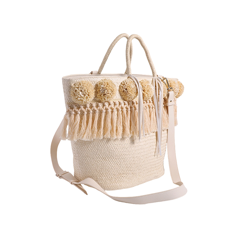 Lala grass cloth with tassel grass ball flower papyrus bag