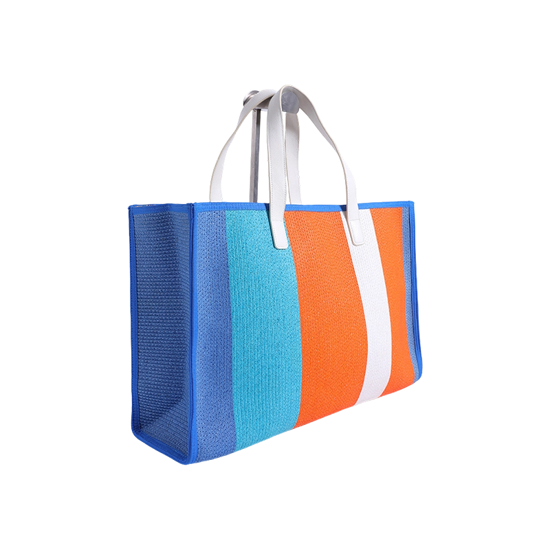 Paper woven striped color large-capacity TOTE bag