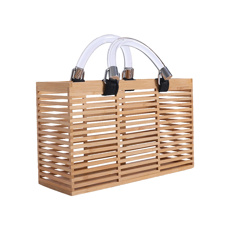 Handmade small square bag with bamboo strips