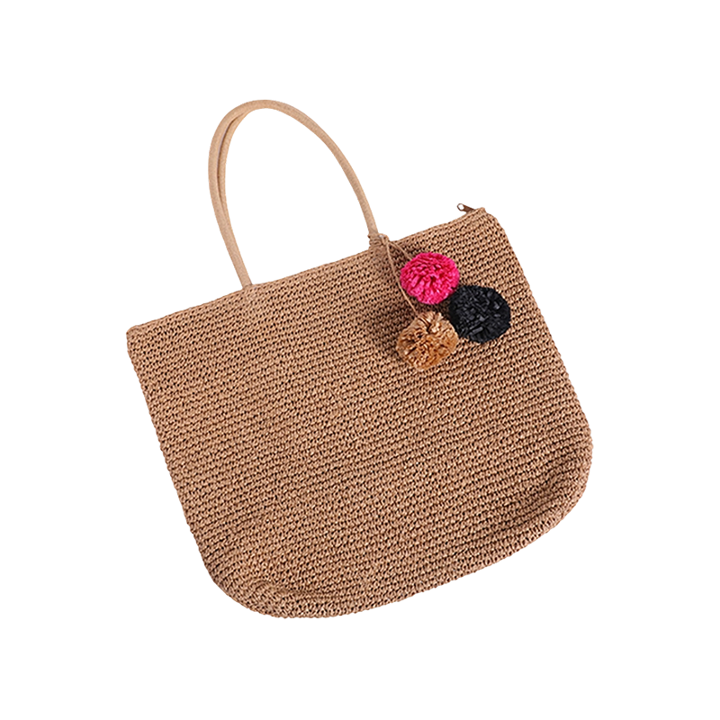 Natural color hand crochet papyrus flowers handmade papyrus bag