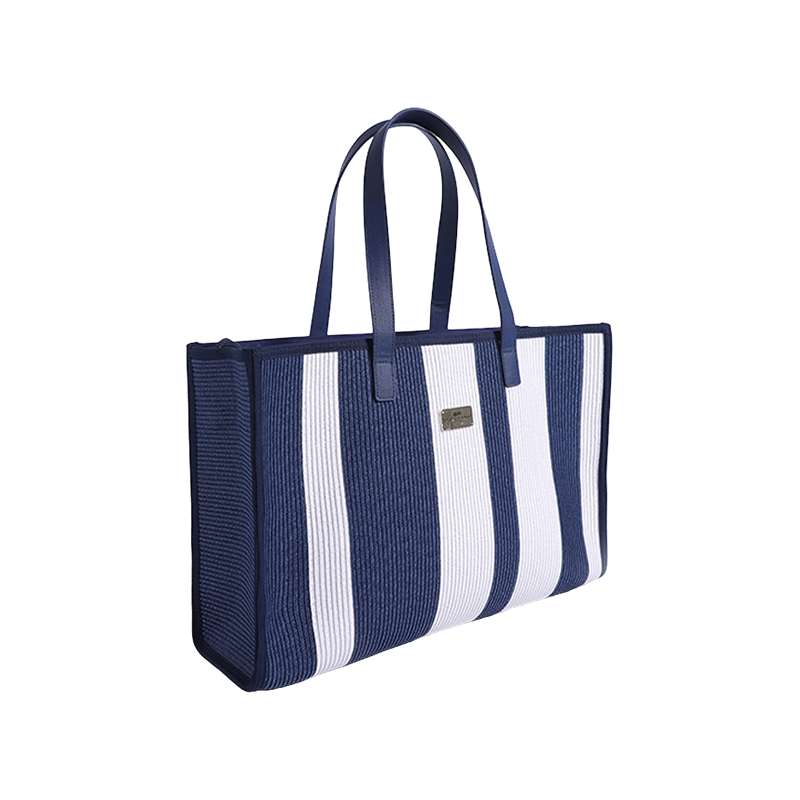 Paper woven vertical stripes striped color TOTE bag