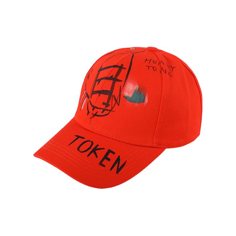 Red graffiti hats men and women couples Korean caps trend new fashion Japanese casual spring and summer baseball caps