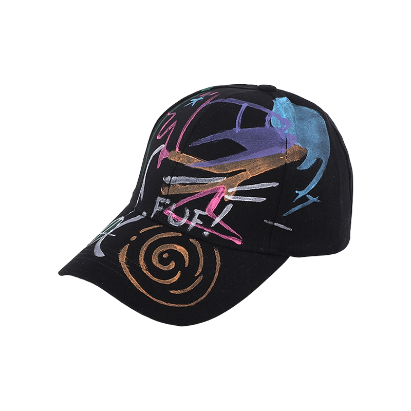 Black graffiti hats men and women couples Korean style peaked caps trend new fashion Japanese casual spring and summer baseball caps